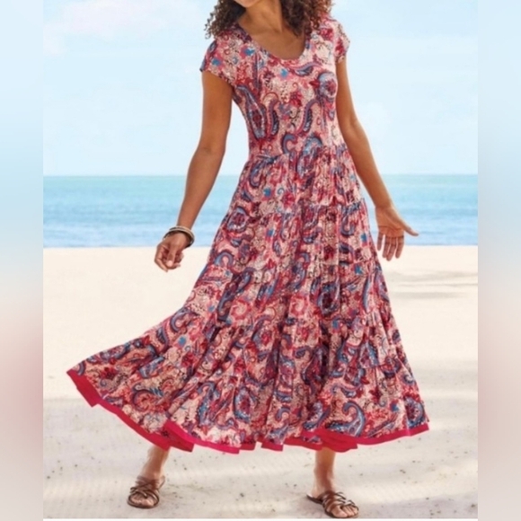 Soft surroundings Kara Framboise Paisley Maxi dress. - Picture 1 of 16